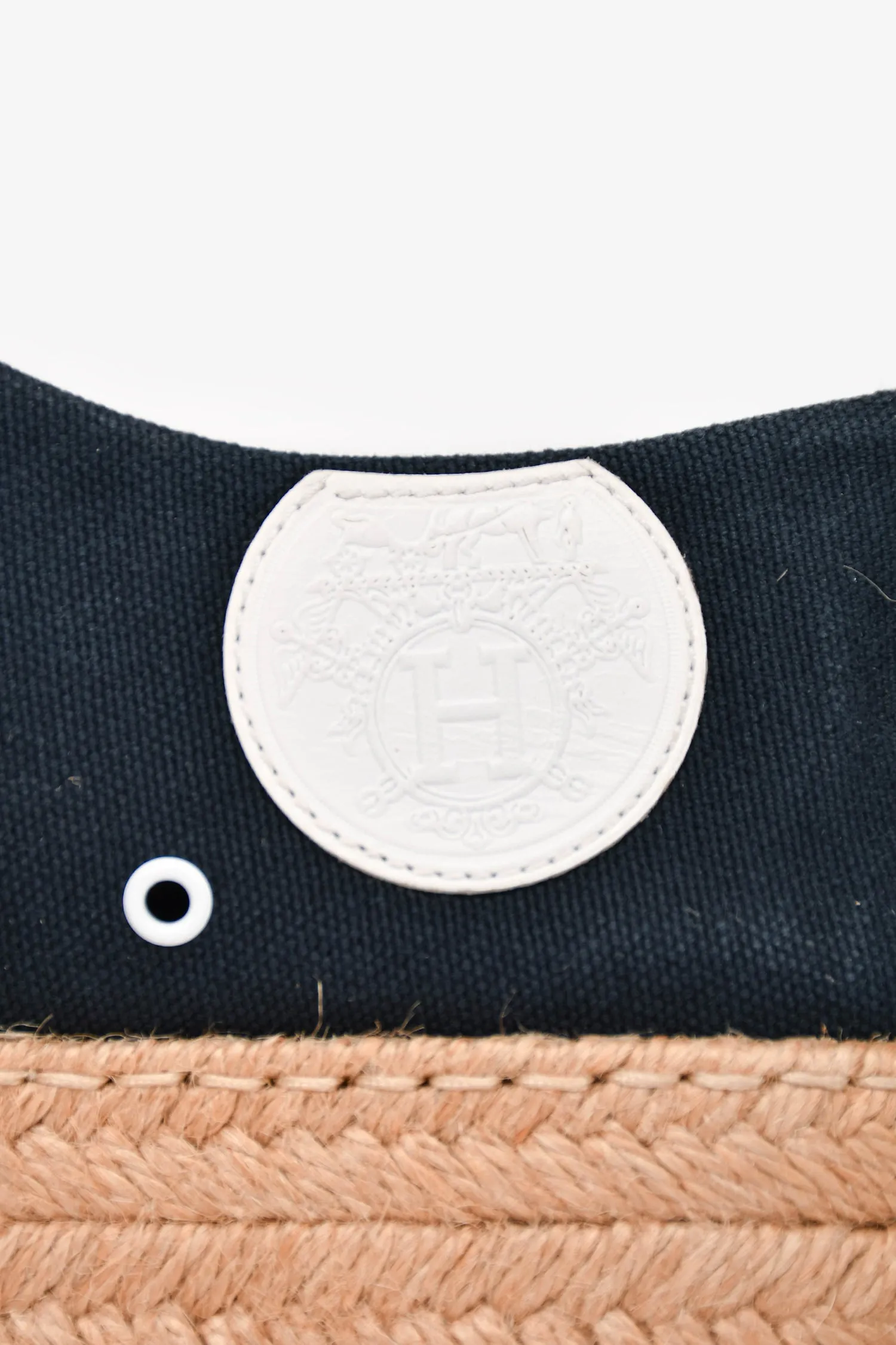 Hermès Navy Cotton Platform Espadrilles Size 6.5