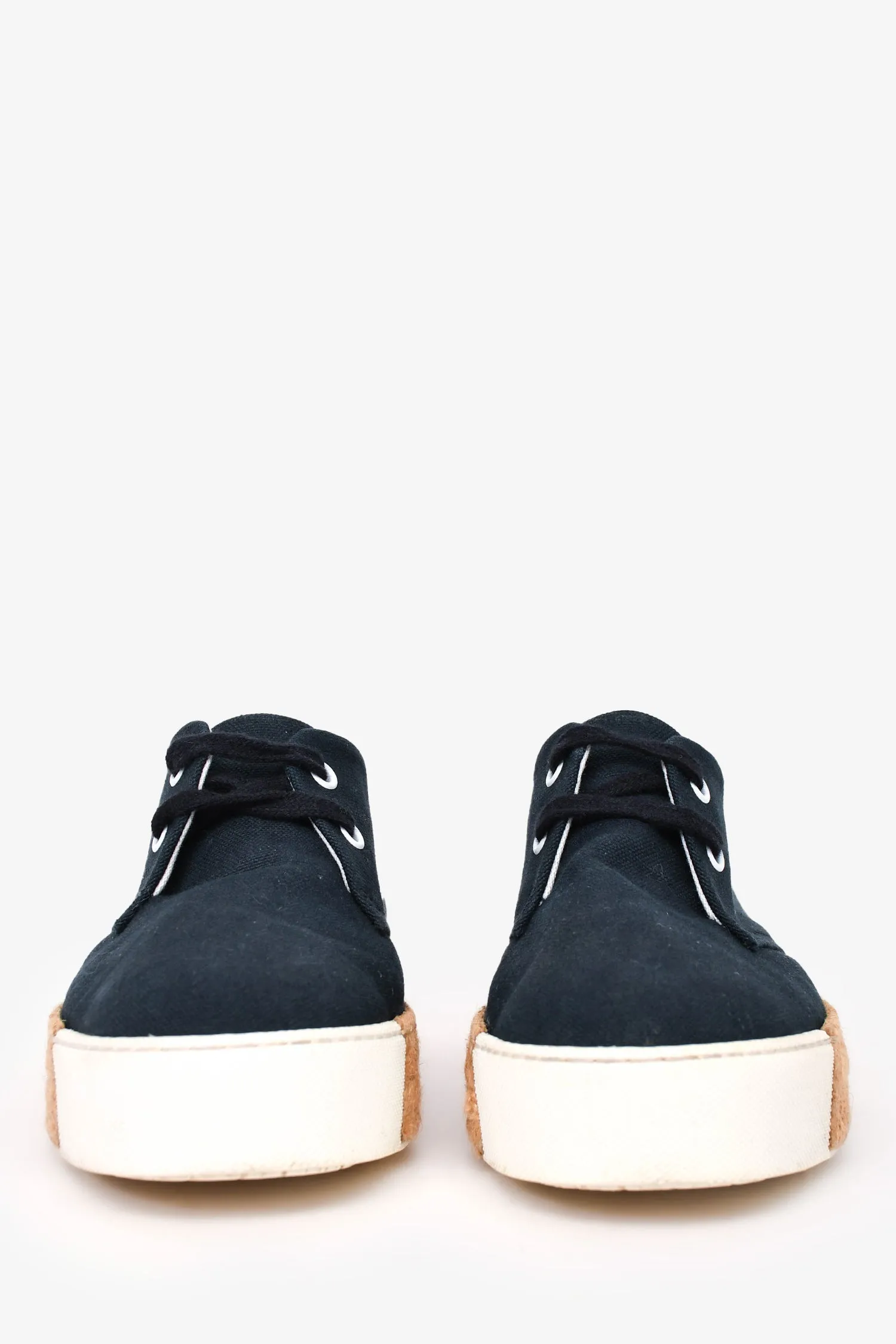 Hermès Navy Cotton Platform Espadrilles Size 6.5