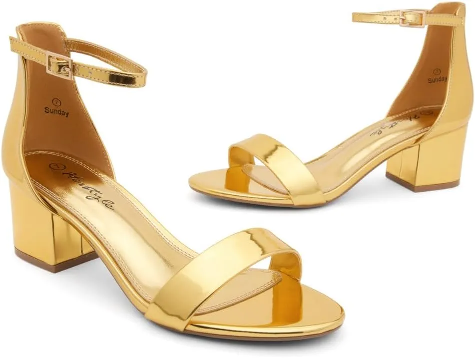Herstyle Women’s Low Heels – Open Toe Chunky Block Heeled Sandals with Ankle Strap | Comfortable Dressy Short Heels for Prom, Wedding, Party & Office