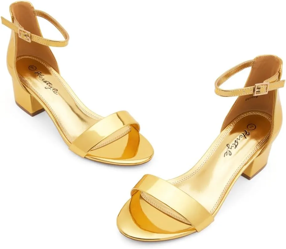 Herstyle Women’s Low Heels – Open Toe Chunky Block Heeled Sandals with Ankle Strap | Comfortable Dressy Short Heels for Prom, Wedding, Party & Office