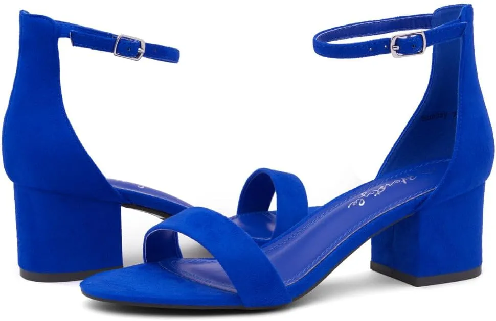 Herstyle Women’s Low Heels – Open Toe Chunky Block Heeled Sandals with Ankle Strap | Comfortable Dressy Short Heels for Prom, Wedding, Party & Office