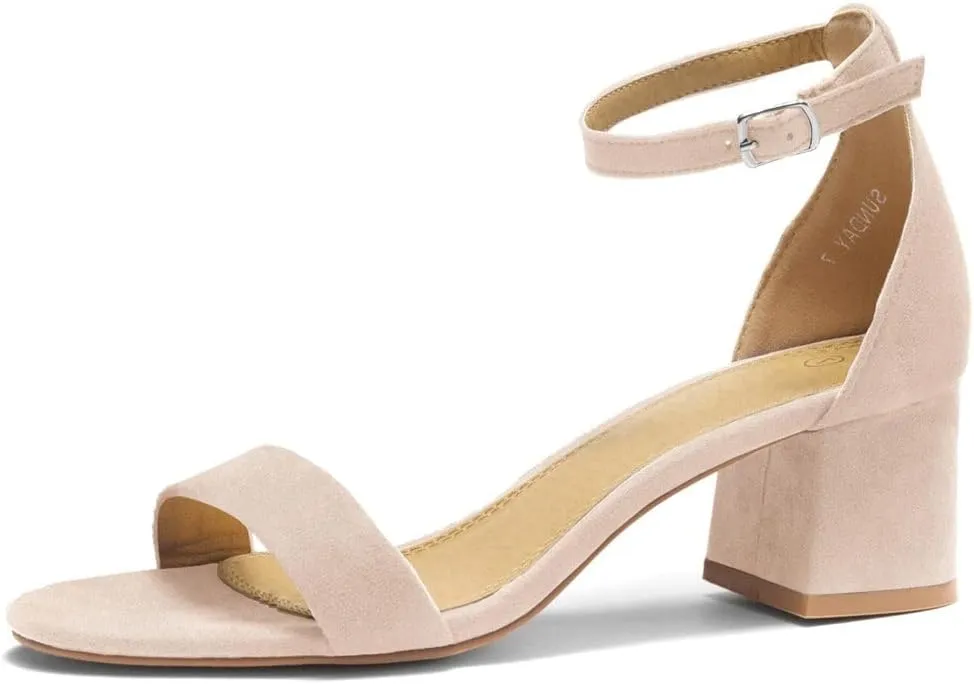 Herstyle Women’s Low Heels – Open Toe Chunky Block Heeled Sandals with Ankle Strap | Comfortable Dressy Short Heels for Prom, Wedding, Party & Office
