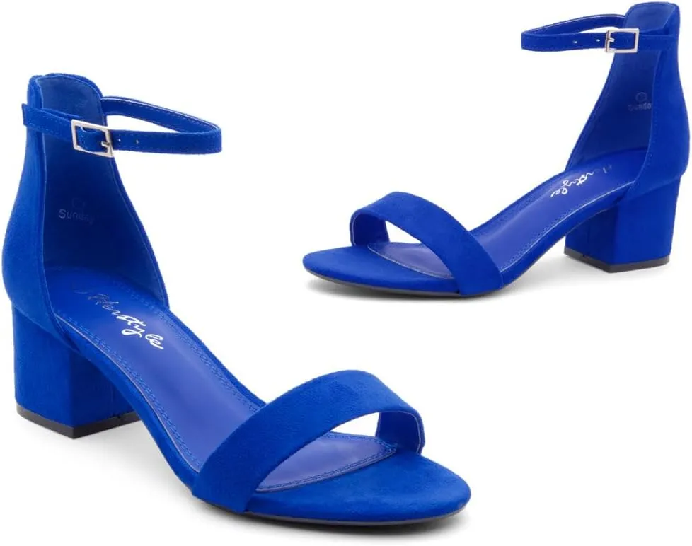 Herstyle Women’s Low Heels – Open Toe Chunky Block Heeled Sandals with Ankle Strap | Comfortable Dressy Short Heels for Prom, Wedding, Party & Office
