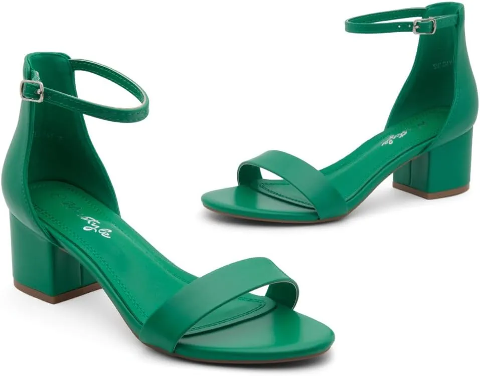 Herstyle Women’s Low Heels – Open Toe Chunky Block Heeled Sandals with Ankle Strap | Comfortable Dressy Short Heels for Prom, Wedding, Party & Office