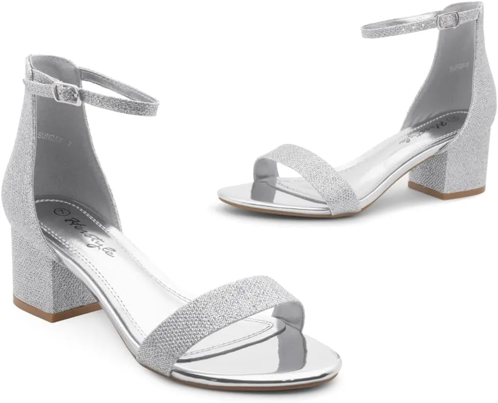 Herstyle Women’s Low Heels – Open Toe Chunky Block Heeled Sandals with Ankle Strap | Comfortable Dressy Short Heels for Prom, Wedding, Party & Office
