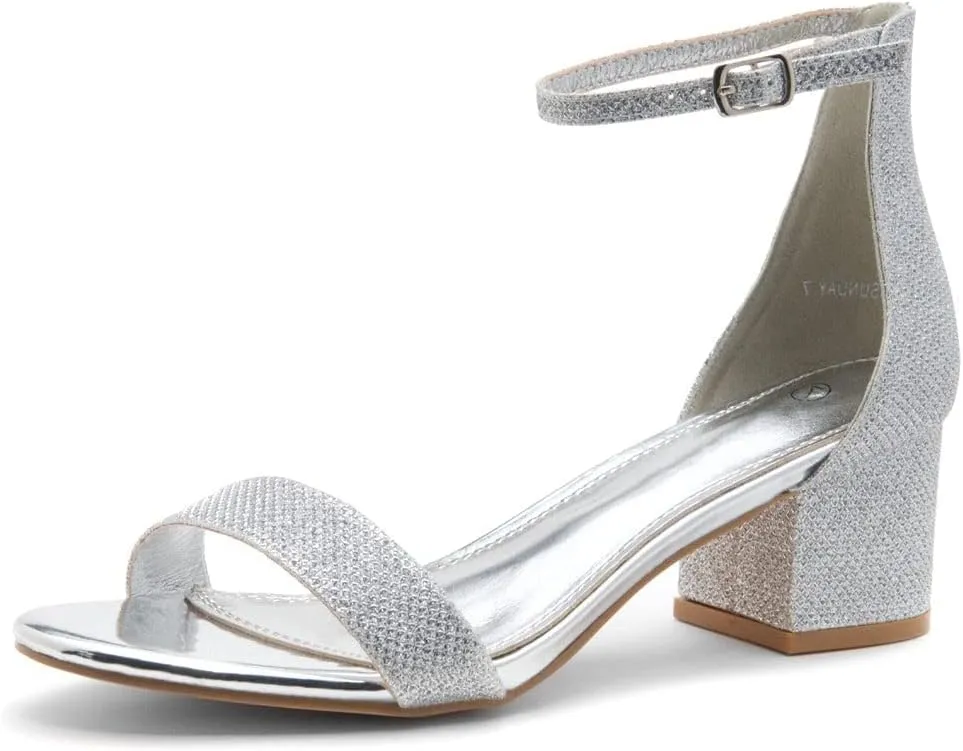 Herstyle Women’s Low Heels – Open Toe Chunky Block Heeled Sandals with Ankle Strap | Comfortable Dressy Short Heels for Prom, Wedding, Party & Office