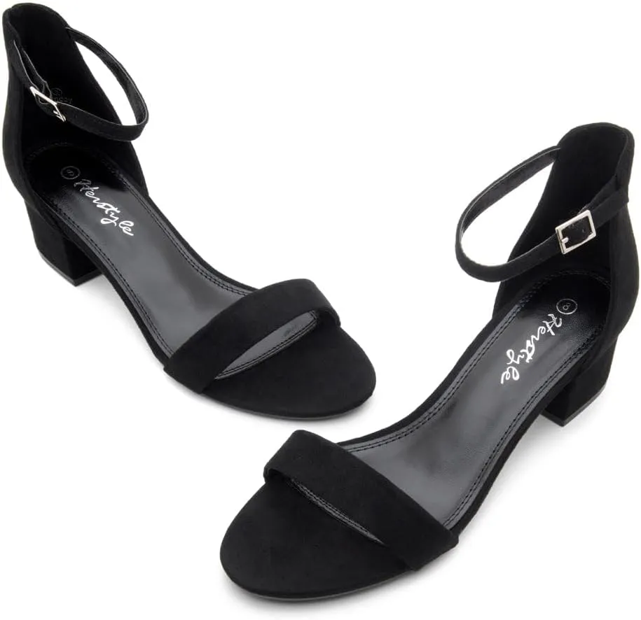 Herstyle Women’s Low Heels – Open Toe Chunky Block Heeled Sandals with Ankle Strap | Comfortable Dressy Short Heels for Prom, Wedding, Party & Office