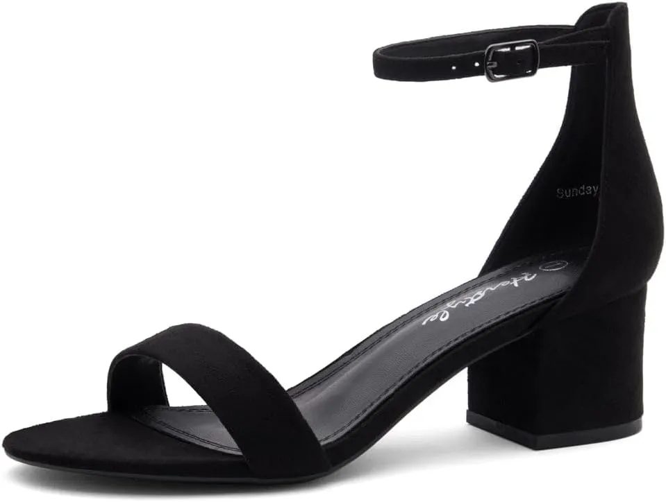 Herstyle Women’s Low Heels – Open Toe Chunky Block Heeled Sandals with Ankle Strap | Comfortable Dressy Short Heels for Prom, Wedding, Party & Office