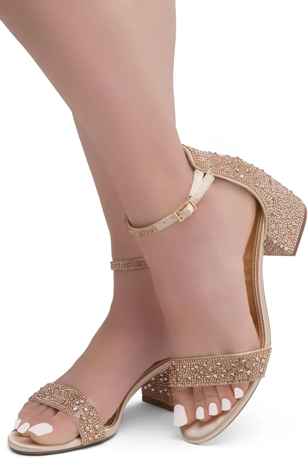 Herstyle Women’s Low Heels – Open Toe Chunky Block Heeled Sandals with Ankle Strap | Comfortable Dressy Short Heels for Prom, Wedding, Party & Office