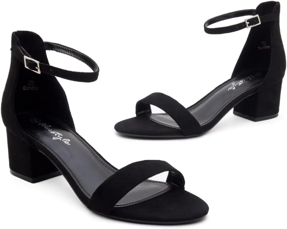 Herstyle Women’s Low Heels – Open Toe Chunky Block Heeled Sandals with Ankle Strap | Comfortable Dressy Short Heels for Prom, Wedding, Party & Office