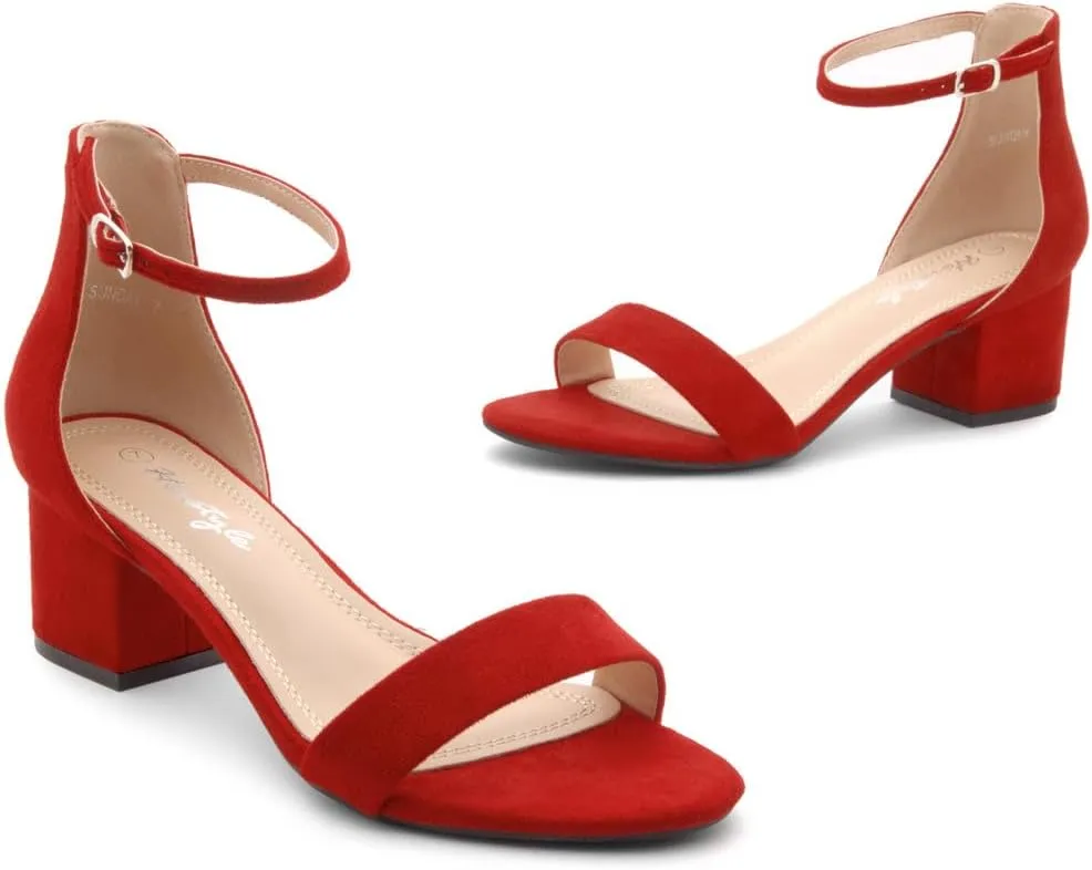 Herstyle Women’s Low Heels – Open Toe Chunky Block Heeled Sandals with Ankle Strap | Comfortable Dressy Short Heels for Prom, Wedding, Party & Office