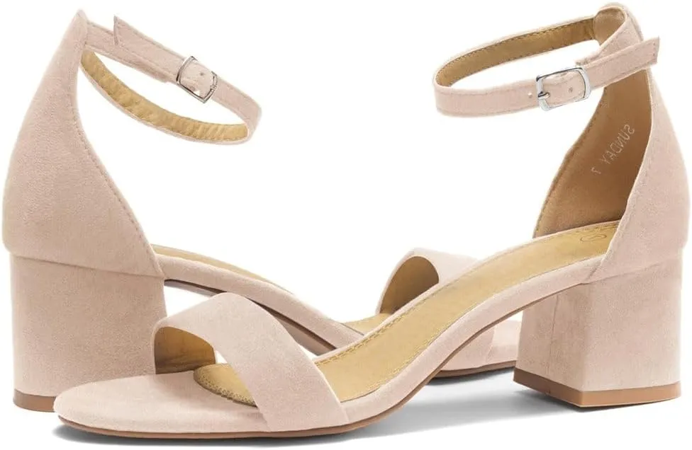 Herstyle Women’s Low Heels – Open Toe Chunky Block Heeled Sandals with Ankle Strap | Comfortable Dressy Short Heels for Prom, Wedding, Party & Office