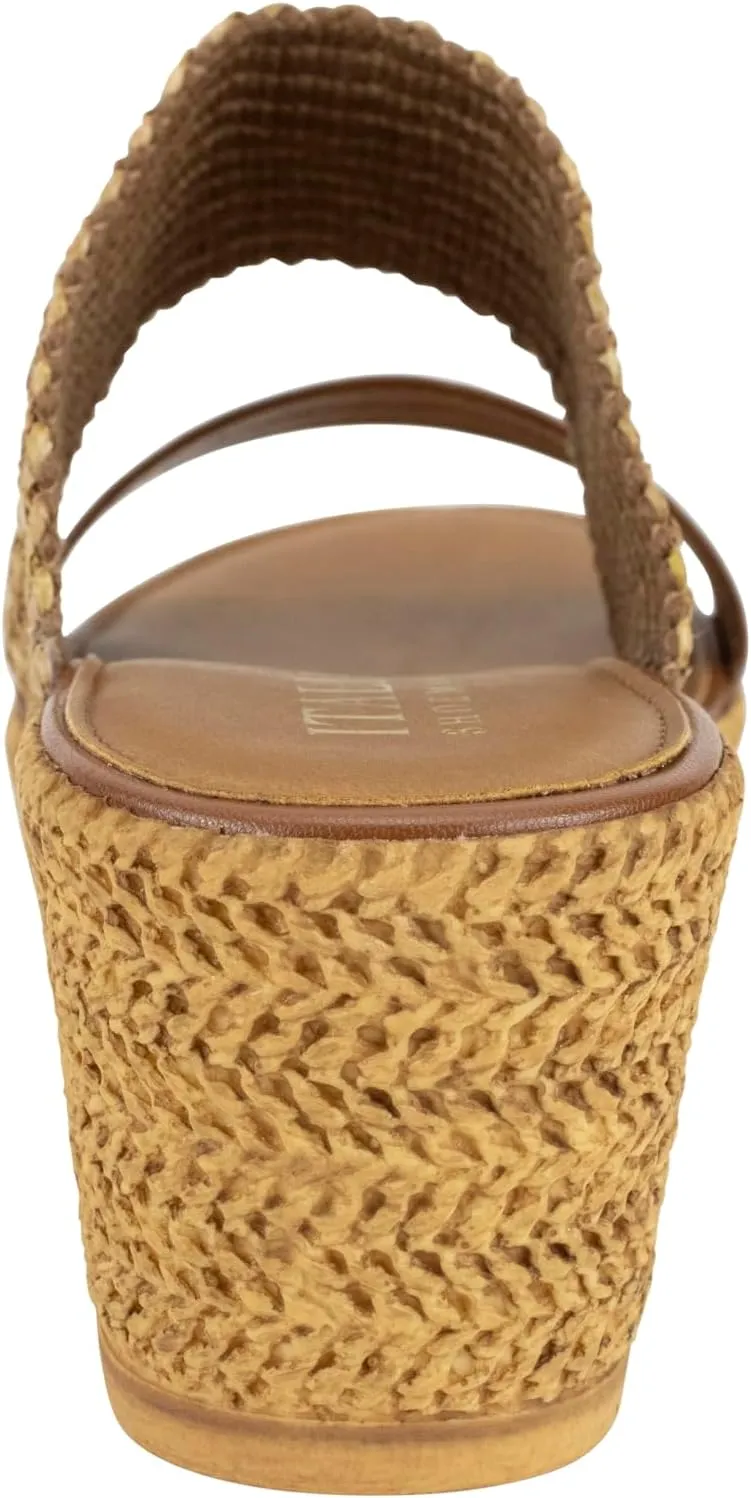 ITALIAN Shoemakers Inessa Womens Platform Wedge Espedrille and Raffia Sandal for Women