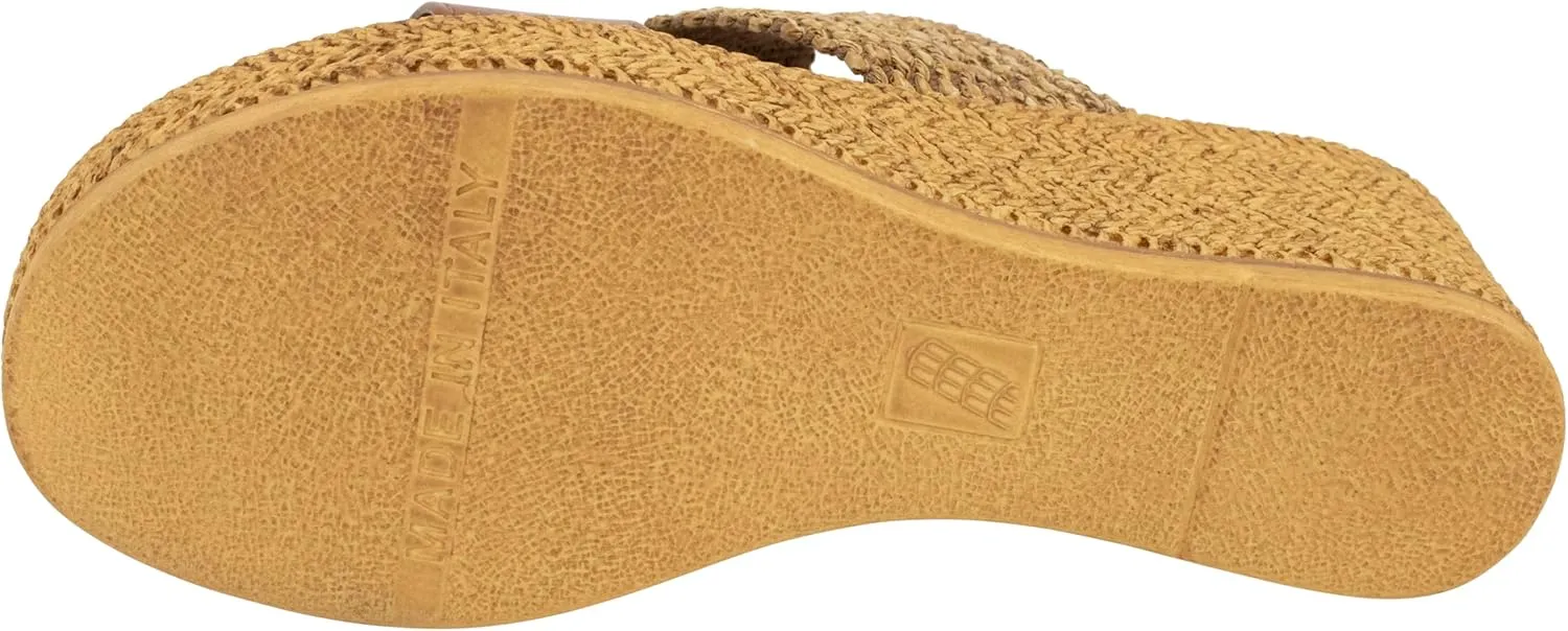 ITALIAN Shoemakers Inessa Womens Platform Wedge Espedrille and Raffia Sandal for Women
