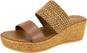 ITALIAN Shoemakers Inessa Womens Platform Wedge Espedrille and Raffia Sandal for Women