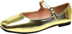 JOEupin Women's Square Toe Mary Jane Flats Classic Ballet Shoes Comfortable Slip-On Flats Dress Shoes