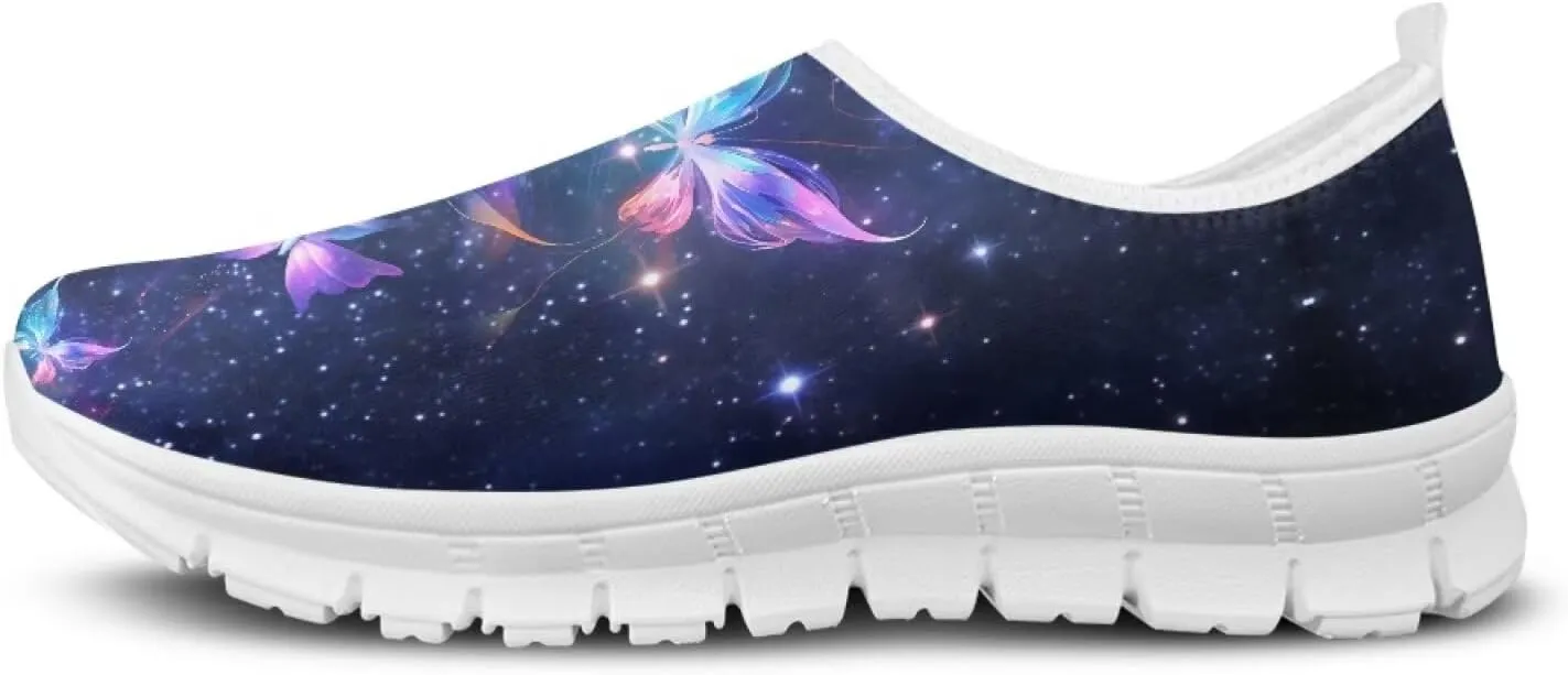 JoyLamoria Womens Floral Skull Print Low Top Lightweight Walking Shoes Girls Go Easy Travel Shoes Art Comfy Sneakers
