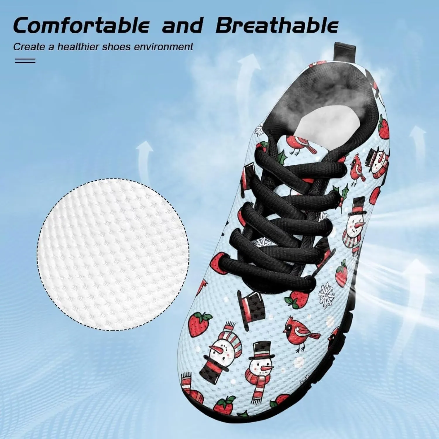 Kids Christmas Running Shoes Lightweight Breathable Mesh Sports Tennis Sneakers Anti-Skid Comfortable Casual Shoes for Boys Girls