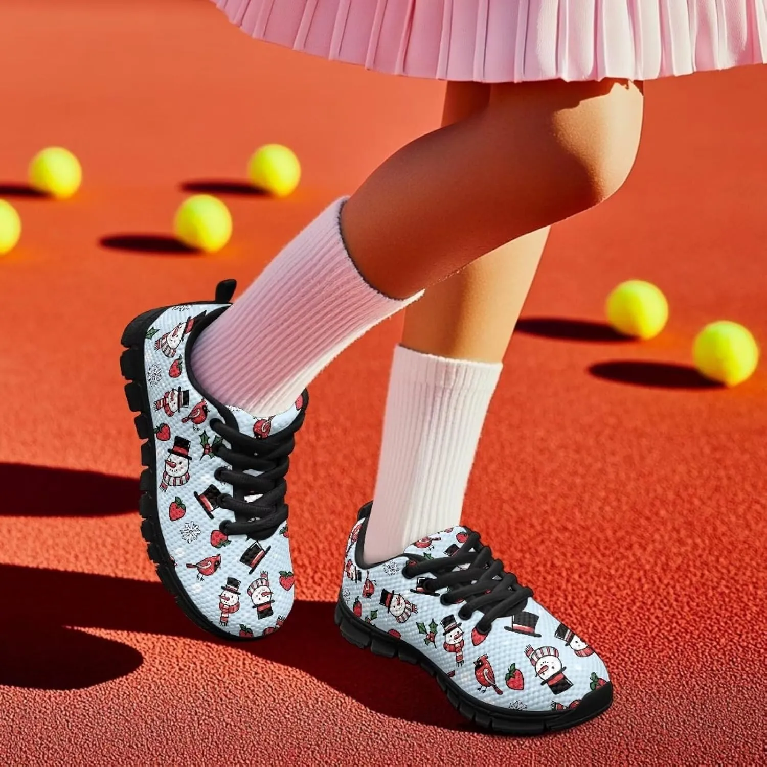 Kids Christmas Running Shoes Lightweight Breathable Mesh Sports Tennis Sneakers Anti-Skid Comfortable Casual Shoes for Boys Girls