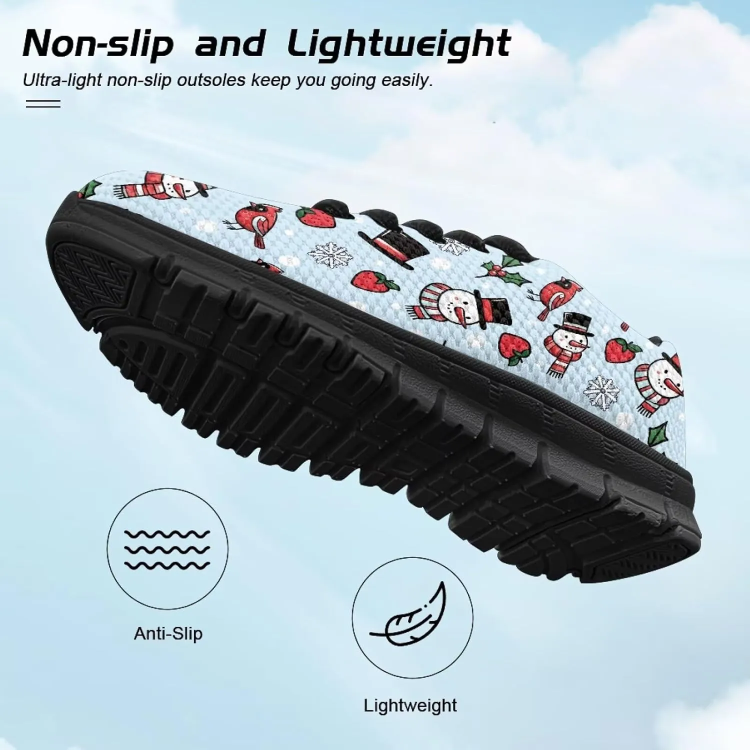 Kids Christmas Running Shoes Lightweight Breathable Mesh Sports Tennis Sneakers Anti-Skid Comfortable Casual Shoes for Boys Girls