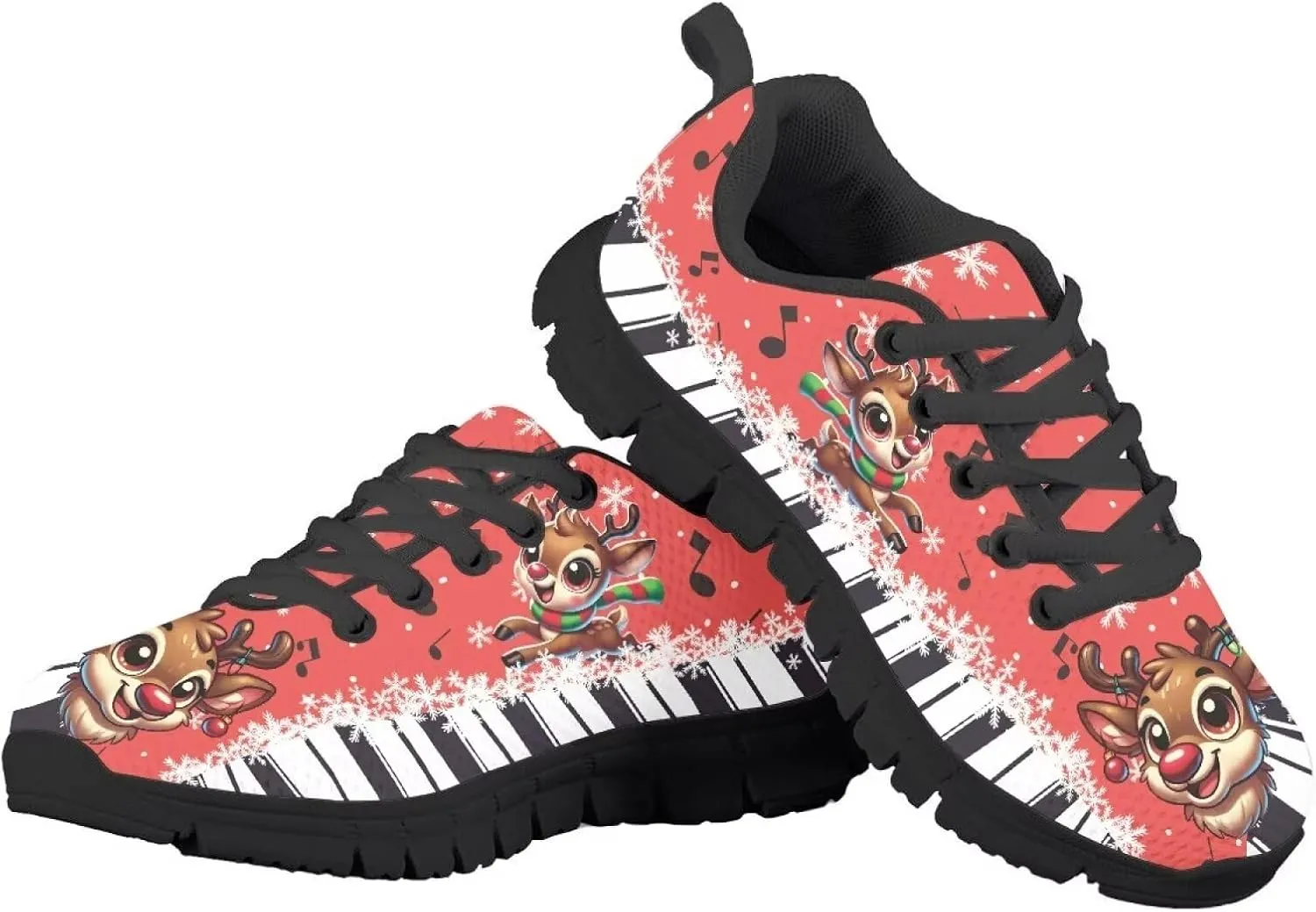 Kids Christmas Running Shoes Lightweight Breathable Mesh Sports Tennis Sneakers Anti-Skid Comfortable Casual Shoes for Boys Girls