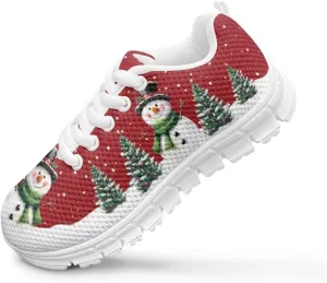 Kids Christmas Sneakers Boys Girls Lightweight Sports Running Tennis Shoes Anti-Skid Comfort Breathable Mesh Casual Shoes