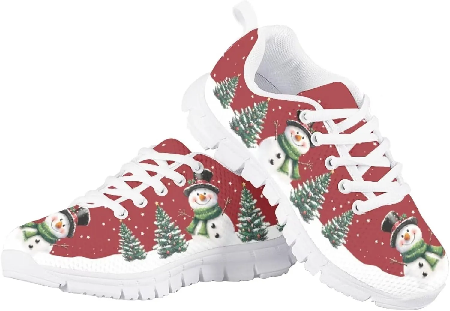 Kids Christmas Sneakers Boys Girls Lightweight Sports Running Tennis Shoes Anti-Skid Comfort Breathable Mesh Casual Shoes