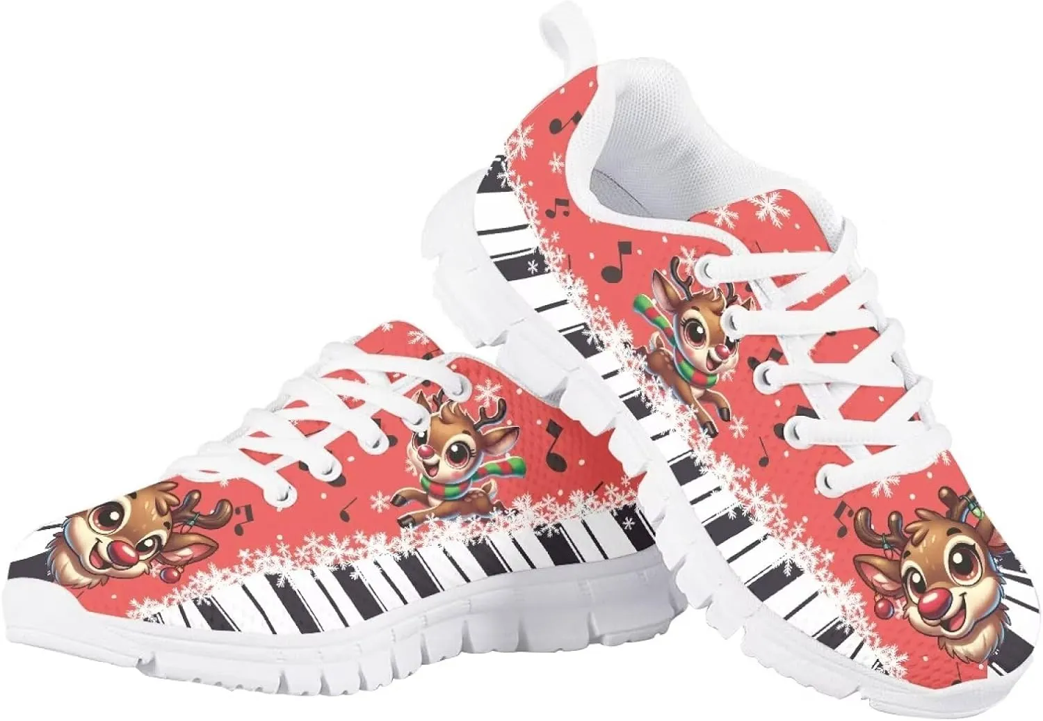 Kids Christmas Sneakers Boys Girls Lightweight Sports Running Tennis Shoes Anti-Skid Comfort Breathable Mesh Casual Shoes