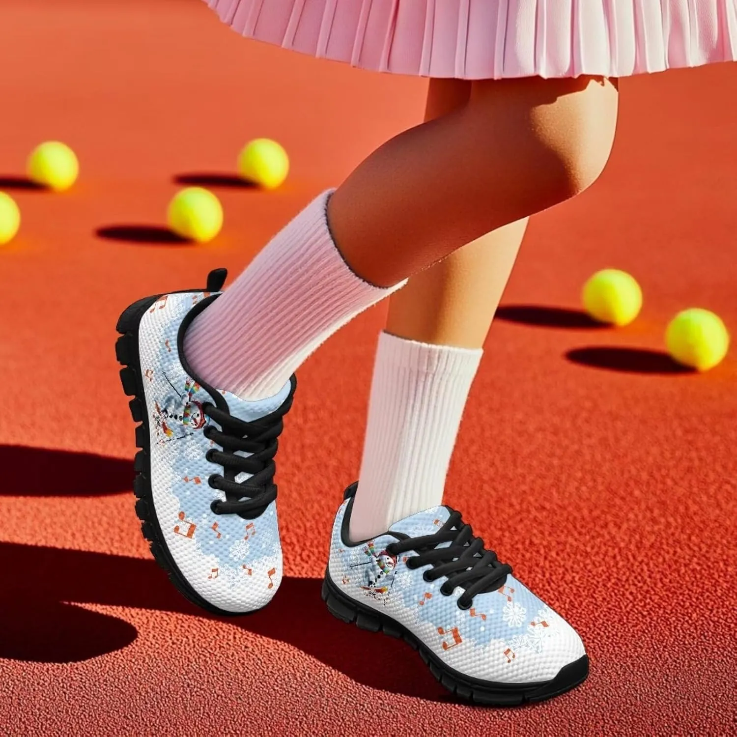 Kids Christmas Sneakers for Boys Girls Sports Running Shoes Lightweight Breathable Mesh Tennis Shoes Non Slip Casual Athletic Shoes