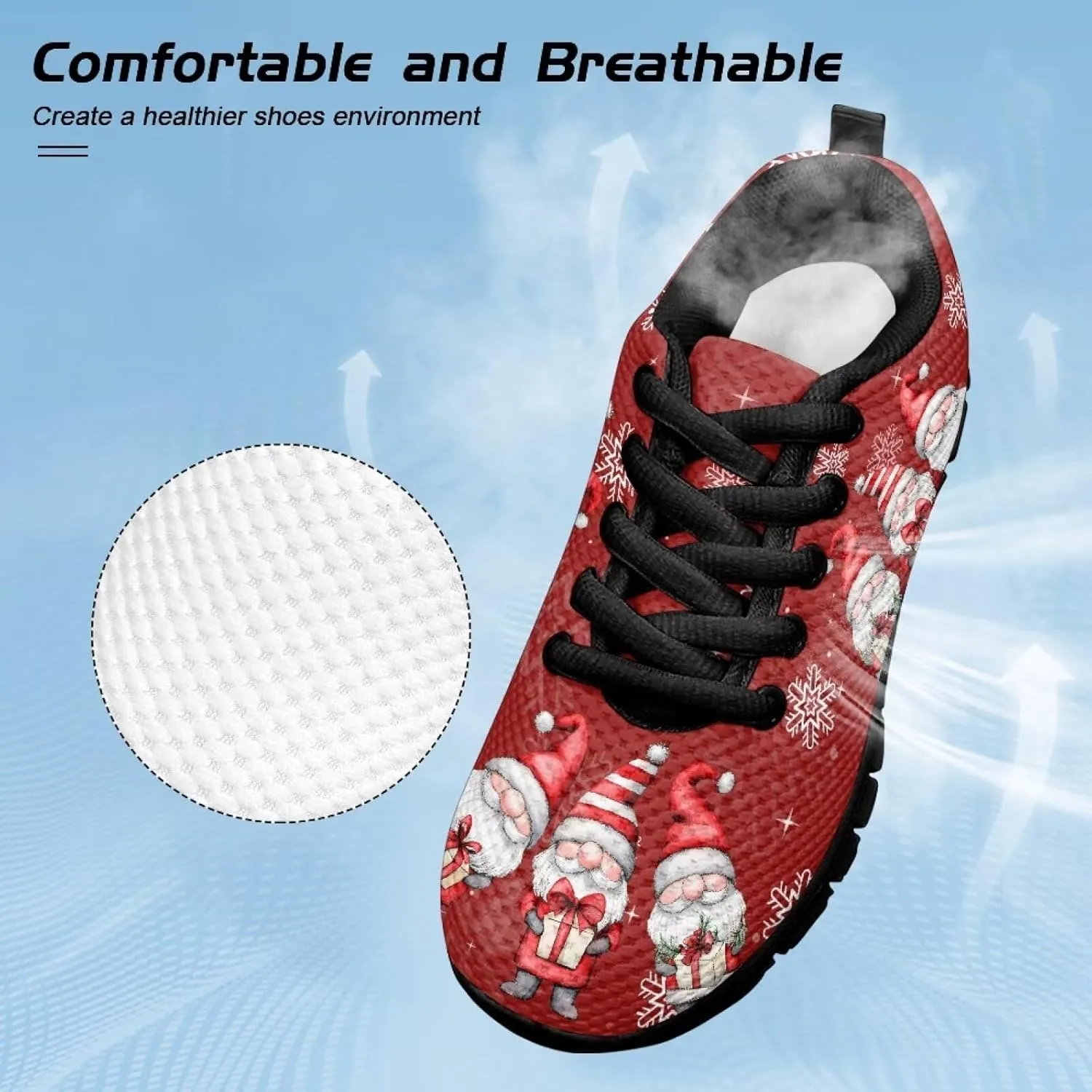 Kids Christmas Sneakers for Boys Girls Sports Running Shoes Lightweight Breathable Mesh Tennis Shoes Non Slip Casual Athletic Shoes