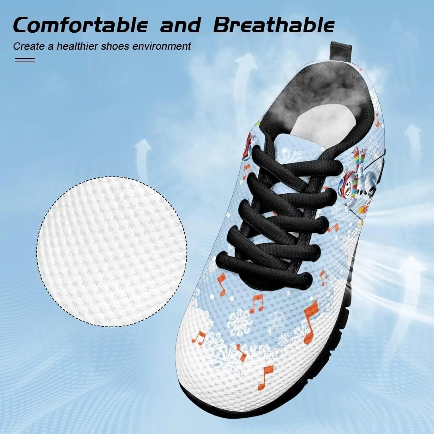 Kids Christmas Sneakers for Boys Girls Sports Running Shoes Lightweight Breathable Mesh Tennis Shoes Non Slip Casual Athletic Shoes
