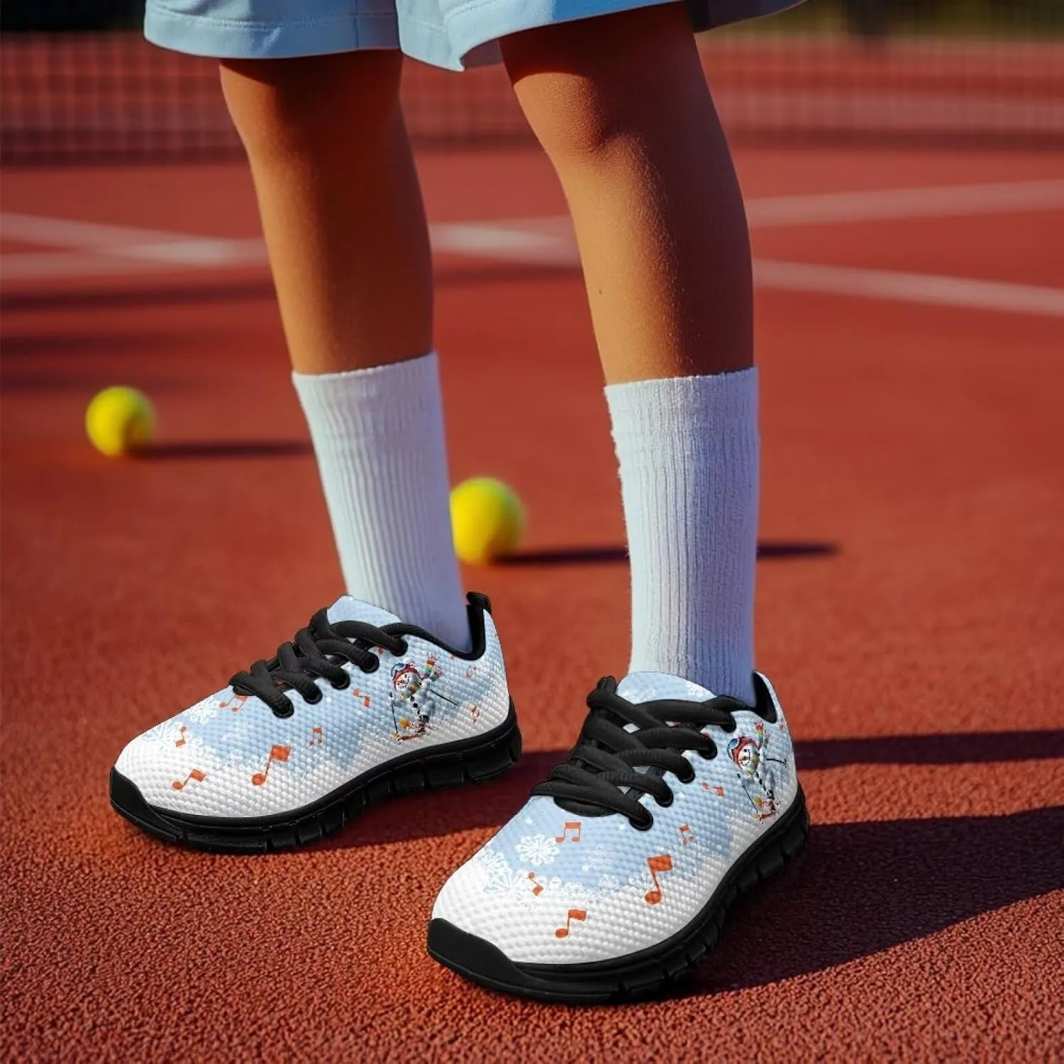 Kids Christmas Sneakers for Boys Girls Sports Running Shoes Lightweight Breathable Mesh Tennis Shoes Non Slip Casual Athletic Shoes