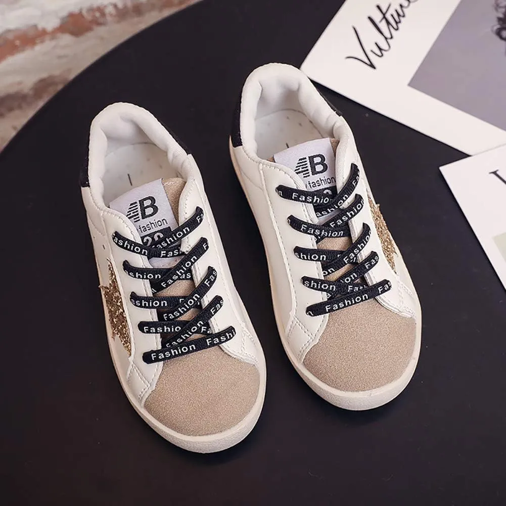 Kids Glitter Star Lightweight Sneakers Slip On Loafers Outdoor Casual Running Sports Shoes for Girls Boys