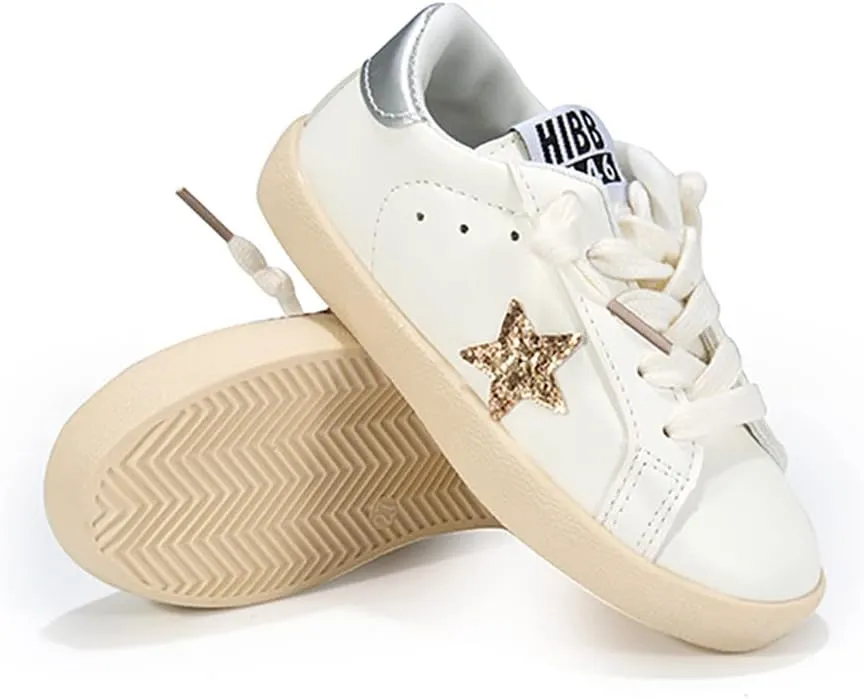 Kids Glitter Star Lightweight Sneakers Slip On Loafers Outdoor Casual Running Sports Shoes for Girls Boys