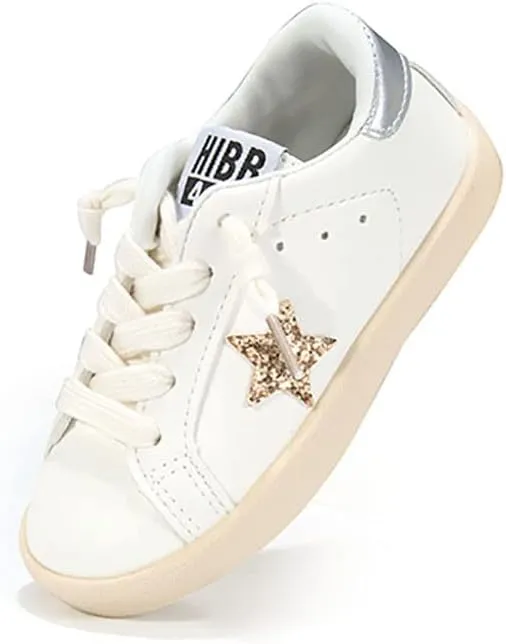 Kids Glitter Star Lightweight Sneakers Slip On Loafers Outdoor Casual Running Sports Shoes for Girls Boys