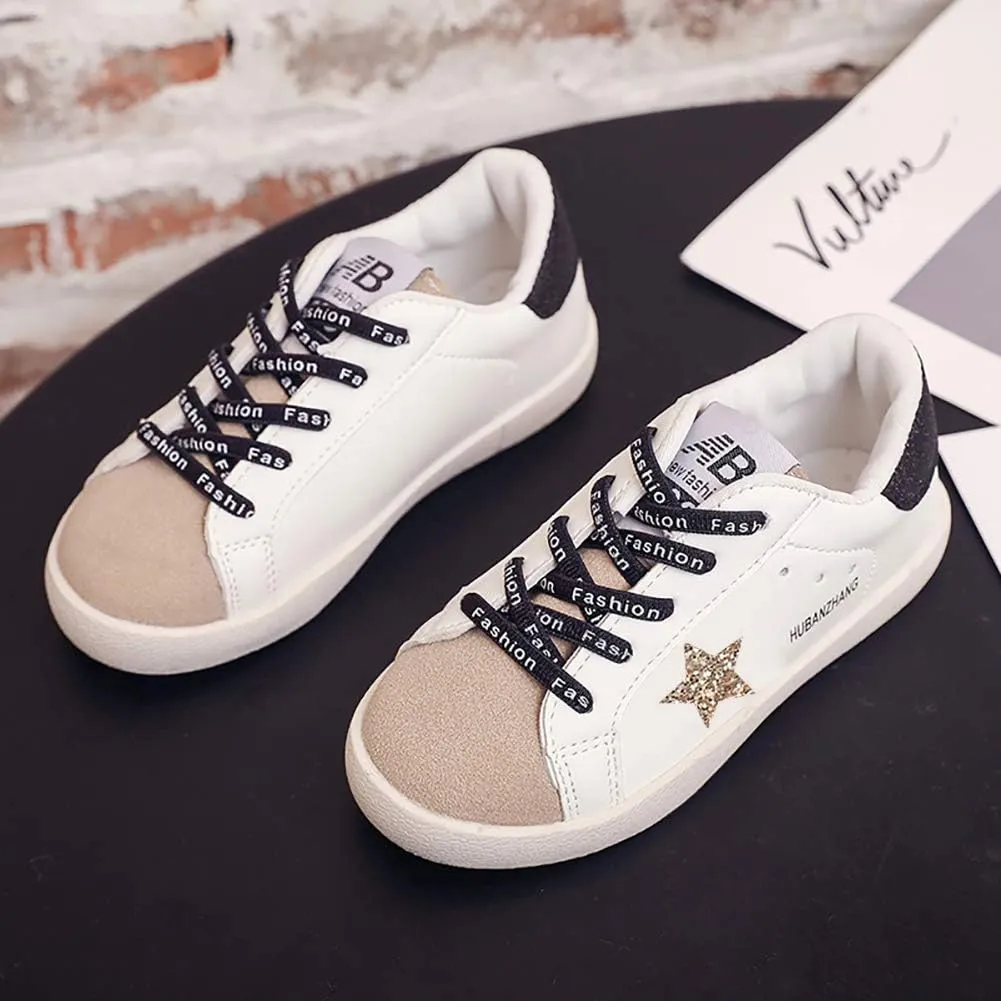 Kids Glitter Star Lightweight Sneakers Slip On Loafers Outdoor Casual Running Sports Shoes for Girls Boys