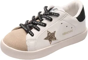 Kids Glitter Star Lightweight Sneakers Slip On Loafers Outdoor Casual Running Sports Shoes for Girls Boys