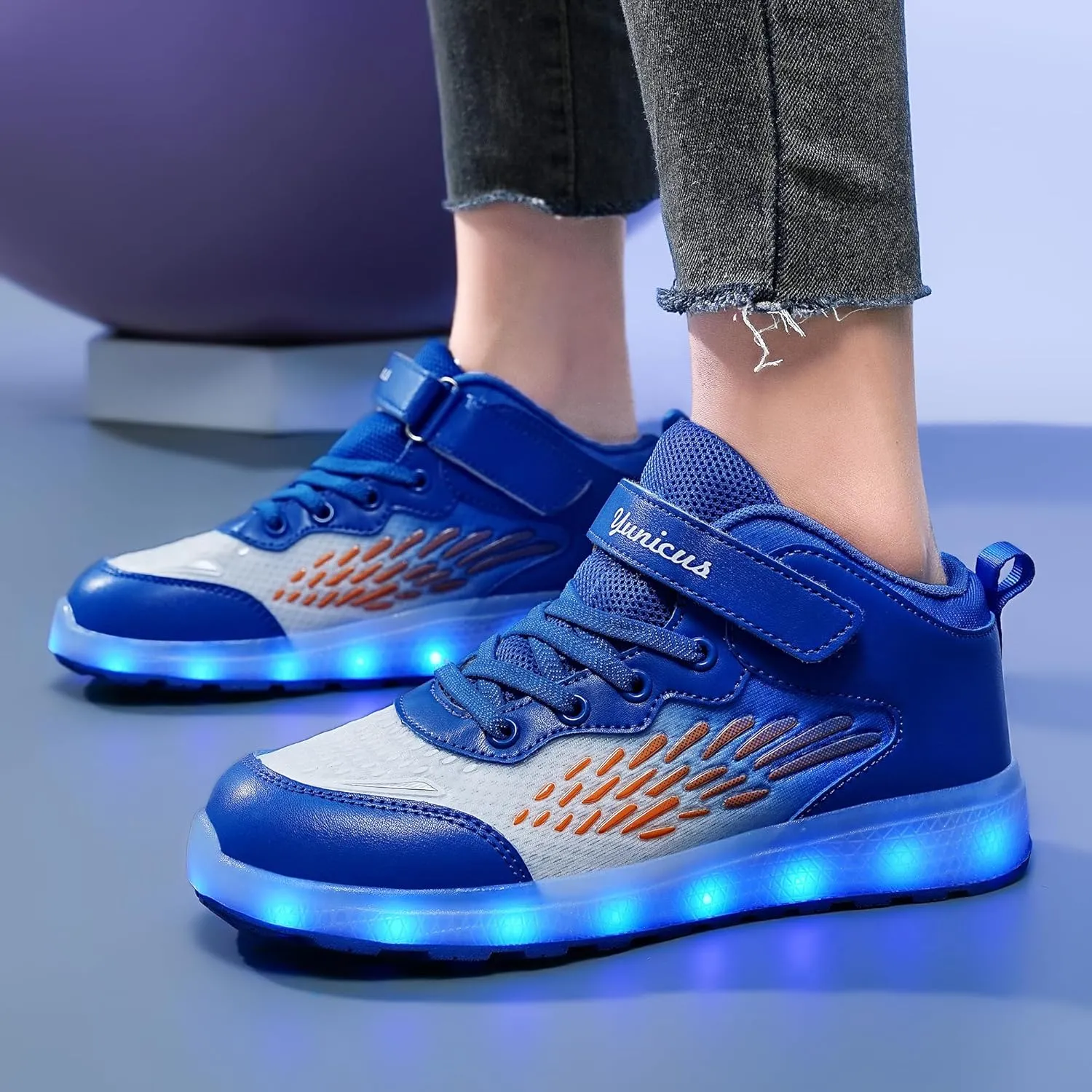 Kids Light up Shoes LED USB Charging Flashing High-top Wings Sneakers Boys Girls Trainers for Festivals Halloween Christmas New Year Party Great Gift