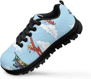 Kids Shoes for Boys Lightweight Athletic Running Shoes Toy Car Print Tennis Shoes Non Slip Breathable Mesh School Sports Sneakers
