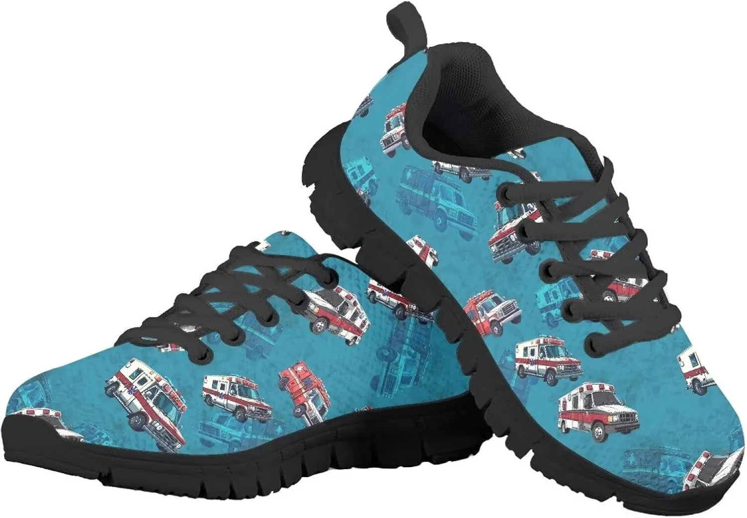 Kids Shoes for Boys Lightweight Athletic Running Shoes Toy Car Print Tennis Shoes Non Slip Breathable Mesh School Sports Sneakers