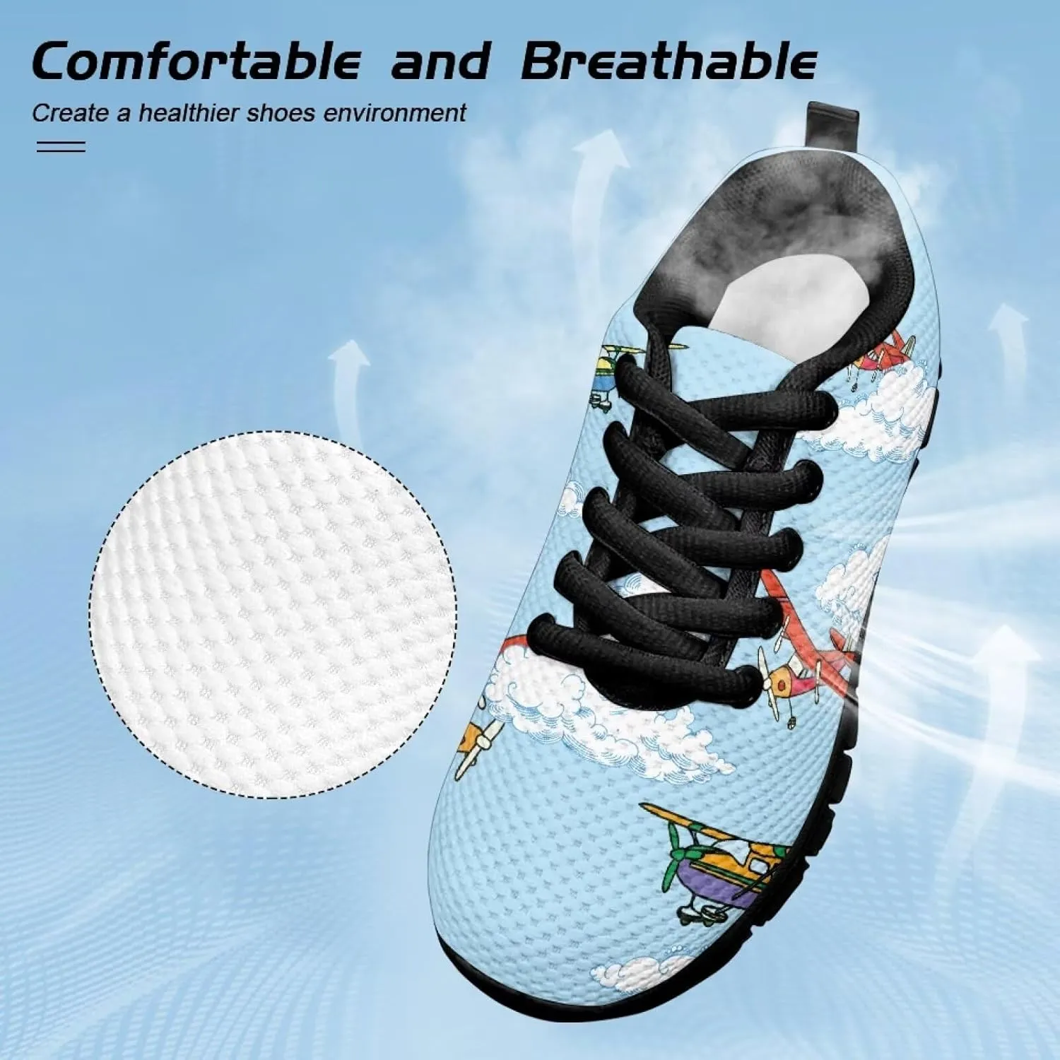Kids Shoes for Boys Lightweight Athletic Running Shoes Toy Car Print Tennis Shoes Non Slip Breathable Mesh School Sports Sneakers