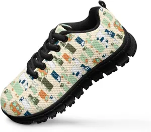 Kids Shoes for Boys Lightweight Athletic Running Shoes Toy Car Print Tennis Shoes Non Slip Breathable Mesh School Sports Sneakers