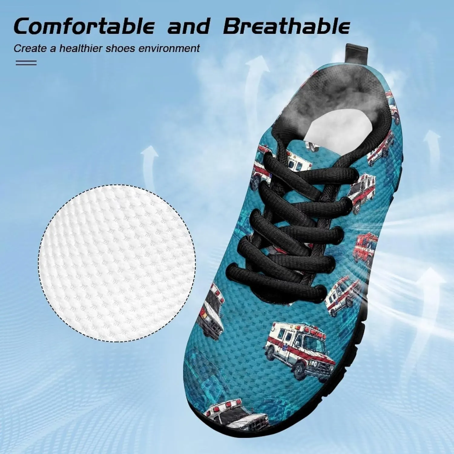 Kids Shoes for Boys Lightweight Athletic Running Shoes Toy Car Print Tennis Shoes Non Slip Breathable Mesh School Sports Sneakers