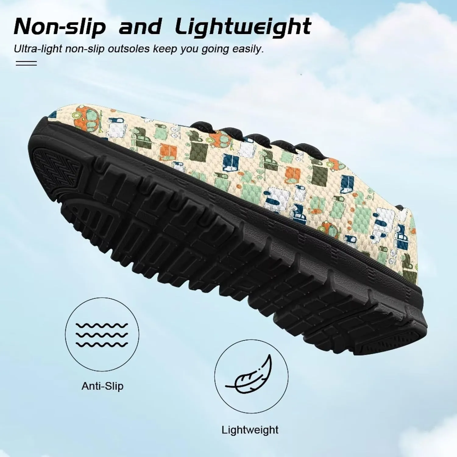 Kids Shoes for Boys Lightweight Athletic Running Shoes Toy Car Print Tennis Shoes Non Slip Breathable Mesh School Sports Sneakers