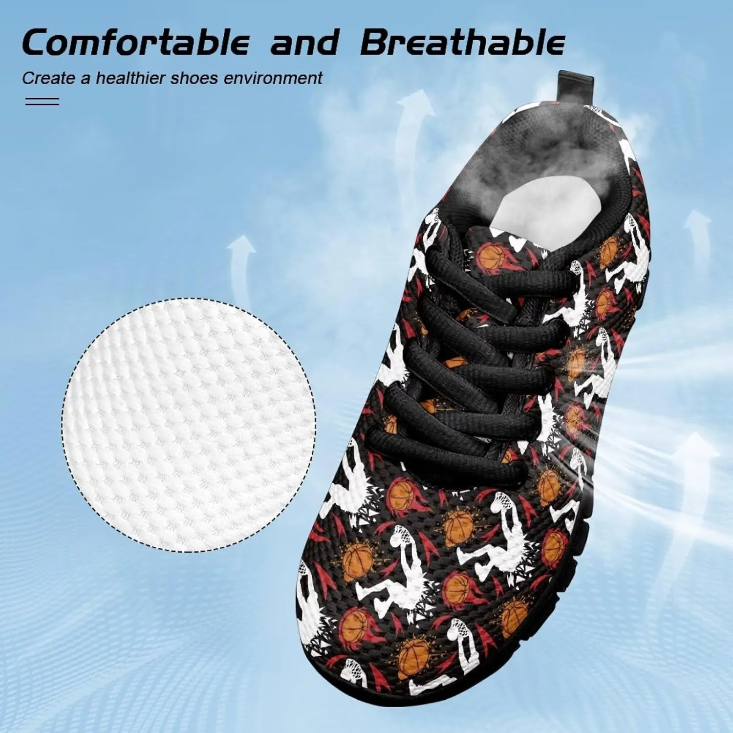 Kids Shoes for Boys Lightweight Athletic Running Shoes Toy Car Print Tennis Shoes Non Slip Breathable Mesh School Sports Sneakers