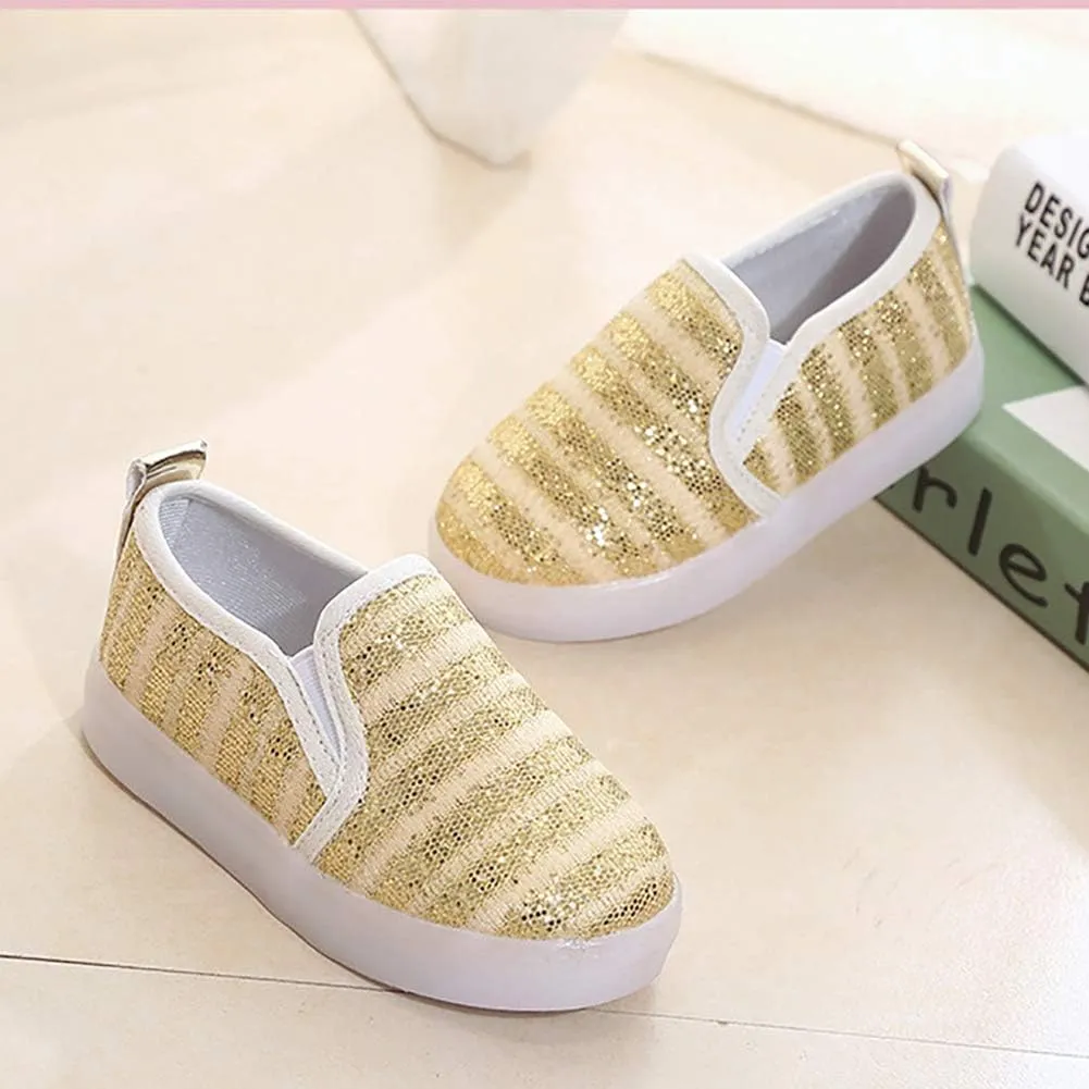 Kids Spring Sparkle Sequin Led Light Up Shoes Flashing Loafers Sneakers for Girls Boys