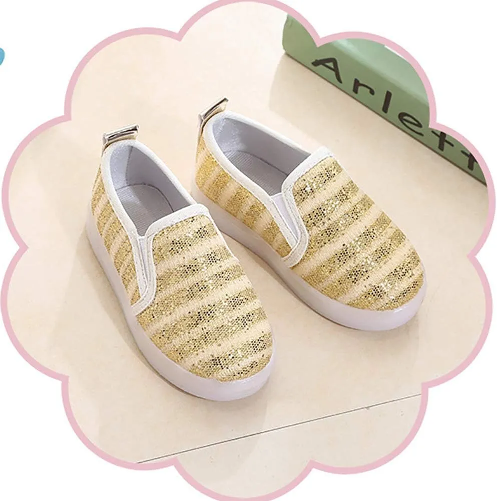 Kids Spring Sparkle Sequin Led Light Up Shoes Flashing Loafers Sneakers for Girls Boys