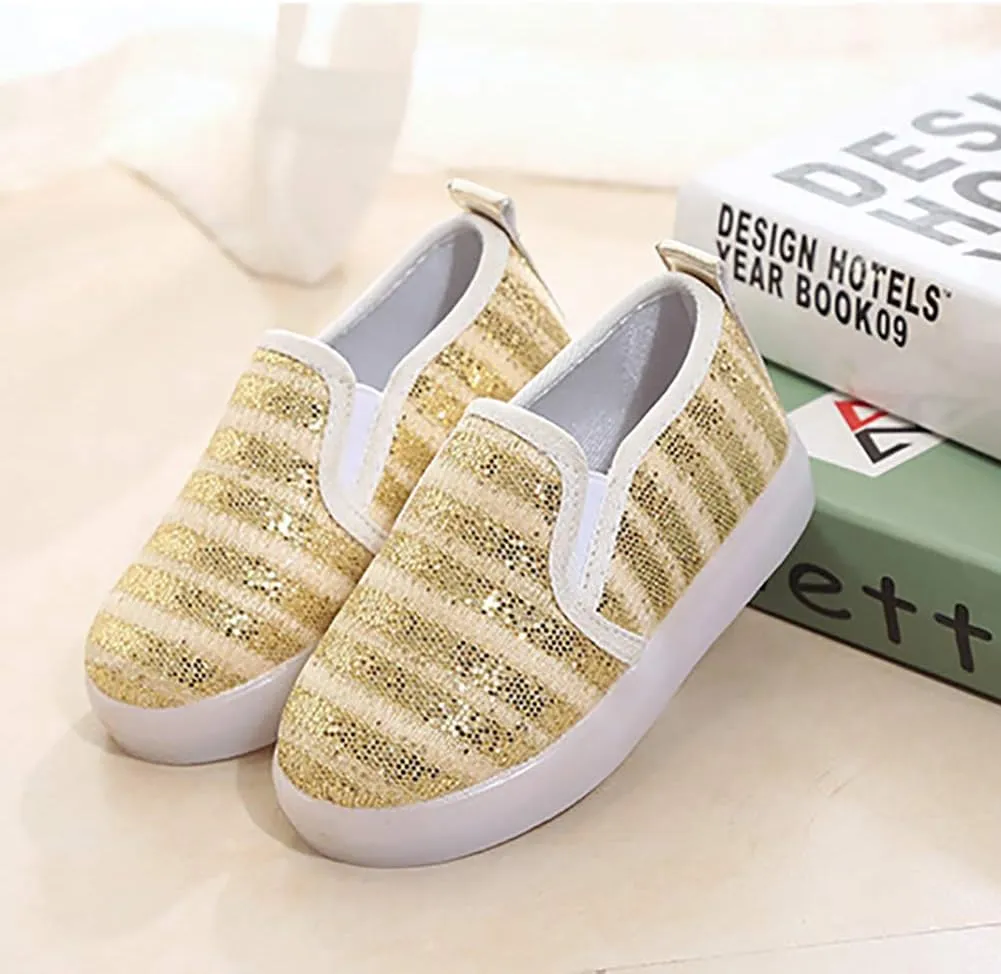 Kids Spring Sparkle Sequin Led Light Up Shoes Flashing Loafers Sneakers for Girls Boys