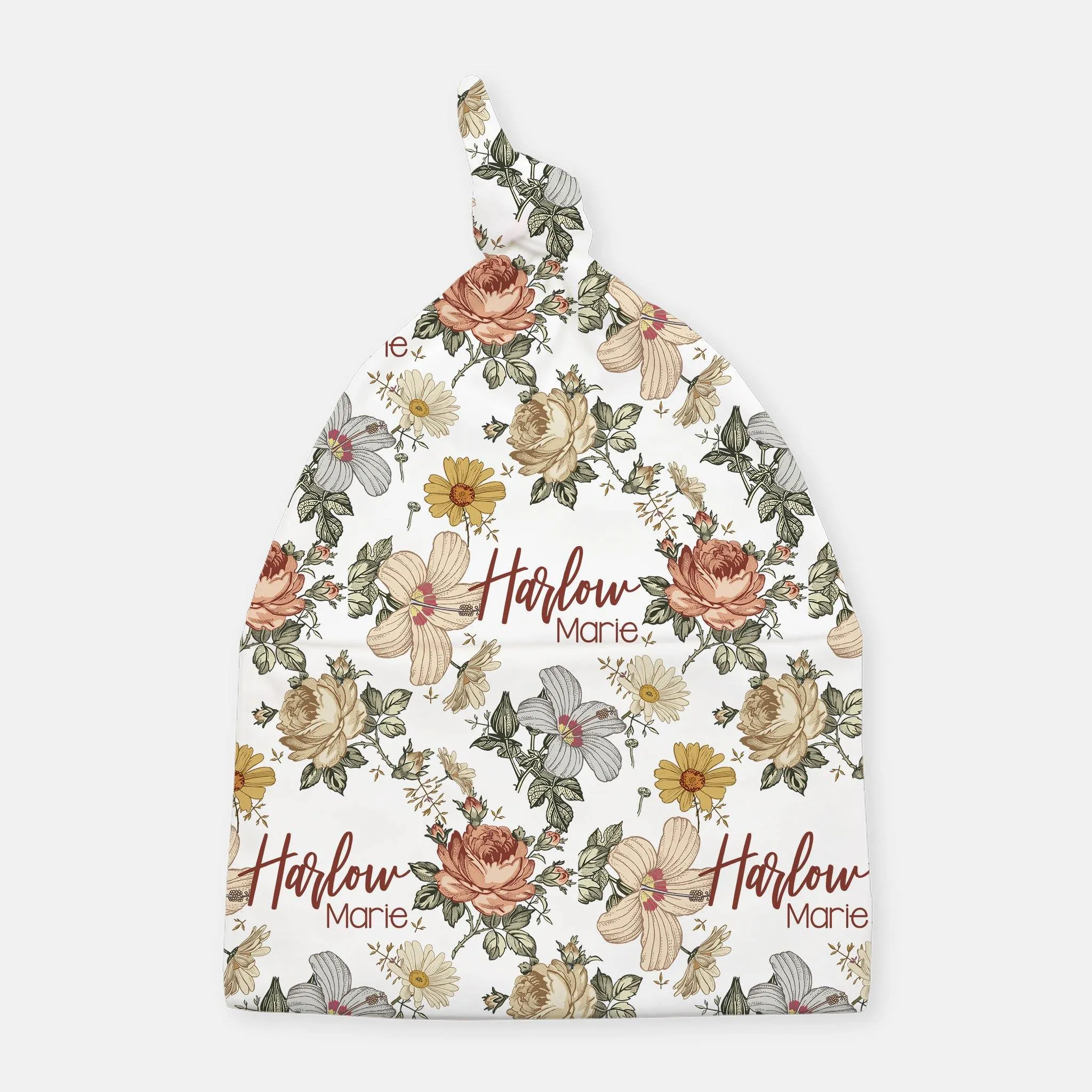Knotted Beanie - Vintage Floral