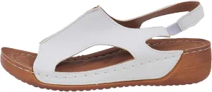 Ladies Summer Retro Pure Colour Leather Slope Heel Thick Bottom Large Size Set Foot Fish Bow Sandals for Women Size 11